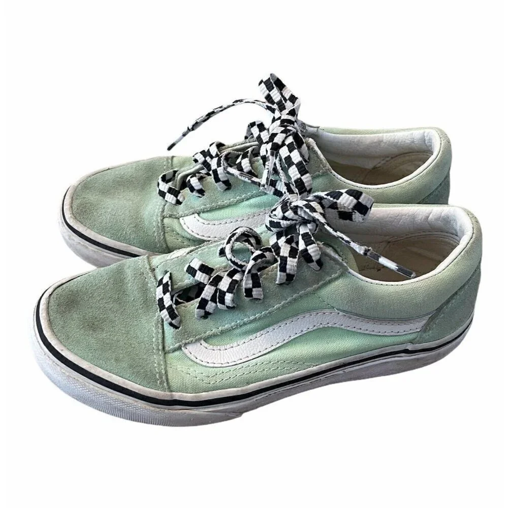 Vans Old Skool Green White Suede/Canvas Sneakers 1